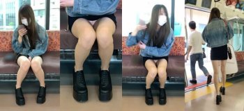 【電車パンチラ】向かいの席のお姉さんがパンツチラチラさせて感動しているんだがｗの画像