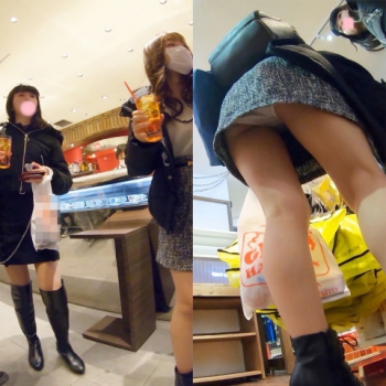 【逆さ撮り】お買い物中のタイトなミニスカ女子のスカートの中身を撮影した逆さ撮りパンチラ画像の画像