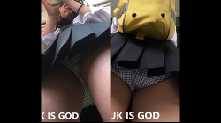 [jk is god動画]【必見⁉︎】ギャルのずっとフロントとお顔【神アングル】＜JKパンチラ盗撮＞の画像