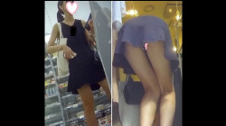 [かりぱく動画]【豹柄Tバックで前かがみ】モデル系女子1名＆ハーフ系女子2名の逆さ撮り＜パンチラ盗撮＞の画像