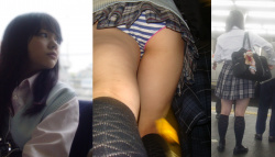【JK逆さ撮り盗撮エロ画像】女子校生のスカートの中は素敵だった…クロッチ部分にめっちゃムラムラする！の画像