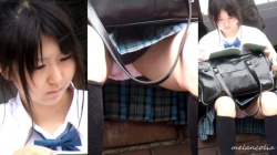 【eros1276座りパンチラ】カワイイ童顔JKの青チェからピンクPを座りパンチラする姿を堪能する動画の画像