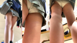 【upskirt1661逆さ撮りJK】 激ミニですべすべの足と純白Pを見せつけるかのようなギャル系JKのパンチラ動画【re-edit】の画像