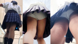 【upskirt2095逆さ撮りJK】フルバックの白綿Pを撮られるプリプリの太ももがエロい若い娘の画像