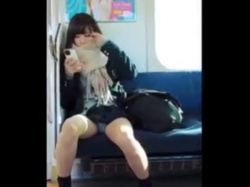 【盗撮動画】電車で出会った超絶美少女JKの対面パンチラ盗撮に成功！でもこれ”盗撮バレ”してるよな・・・の画像