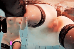 《無修正》プール内盗撮【ヌーディスト】～「ティーン」が「素っ裸」で泳ぎまくる映像～「美乳・乳首」＆大股開きの「無毛ワレメ」の画像