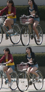 【自転車】つい目がいってしまう自転車に乗った美女を盗撮の画像