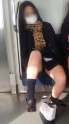 【電車対面】タイトスカートが狙い目な対面パンチラ盗撮エロ画像の画像