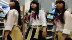 【パンチラ】よく利用するコンビニにて…昼食を買う制服女子たちのオナネタになる絶景を鞄に仕込んだ小型カメラでエロ尻ゲットの画像