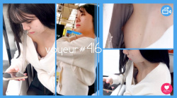【voyeur#416】電車内で可愛いJDの胸チラ盗撮の画像