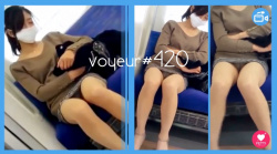 【voyeur#420】電車内で無防備に居眠りするお姉さんのパンチラ対面盗撮の画像