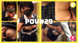【POV#29】ショートカットの美乳JKとトイレでハメ撮り！お口マ○コに大量射精の画像