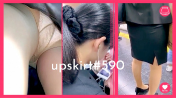 【upskirt#590】若いOLのパンスト越しP逆さ撮りとタイトスカートがパツパツになるほどのプリケツの画像