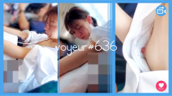 【voyeur#636】電車内で無防備に眠る可愛い女の子の胸チラ盗撮の画像