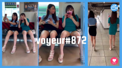 【voyeur#872】無防備なギャル系美人の電車内対面パンチラの画像