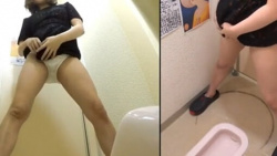 【放尿盗撮】居酒屋トイレでほろ酔い女子が立ちションする動画。便器濡れまくりｗの画像