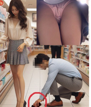 デパートや店内でミニスカート女性のパンチラを大胆に盗撮する男。の画像